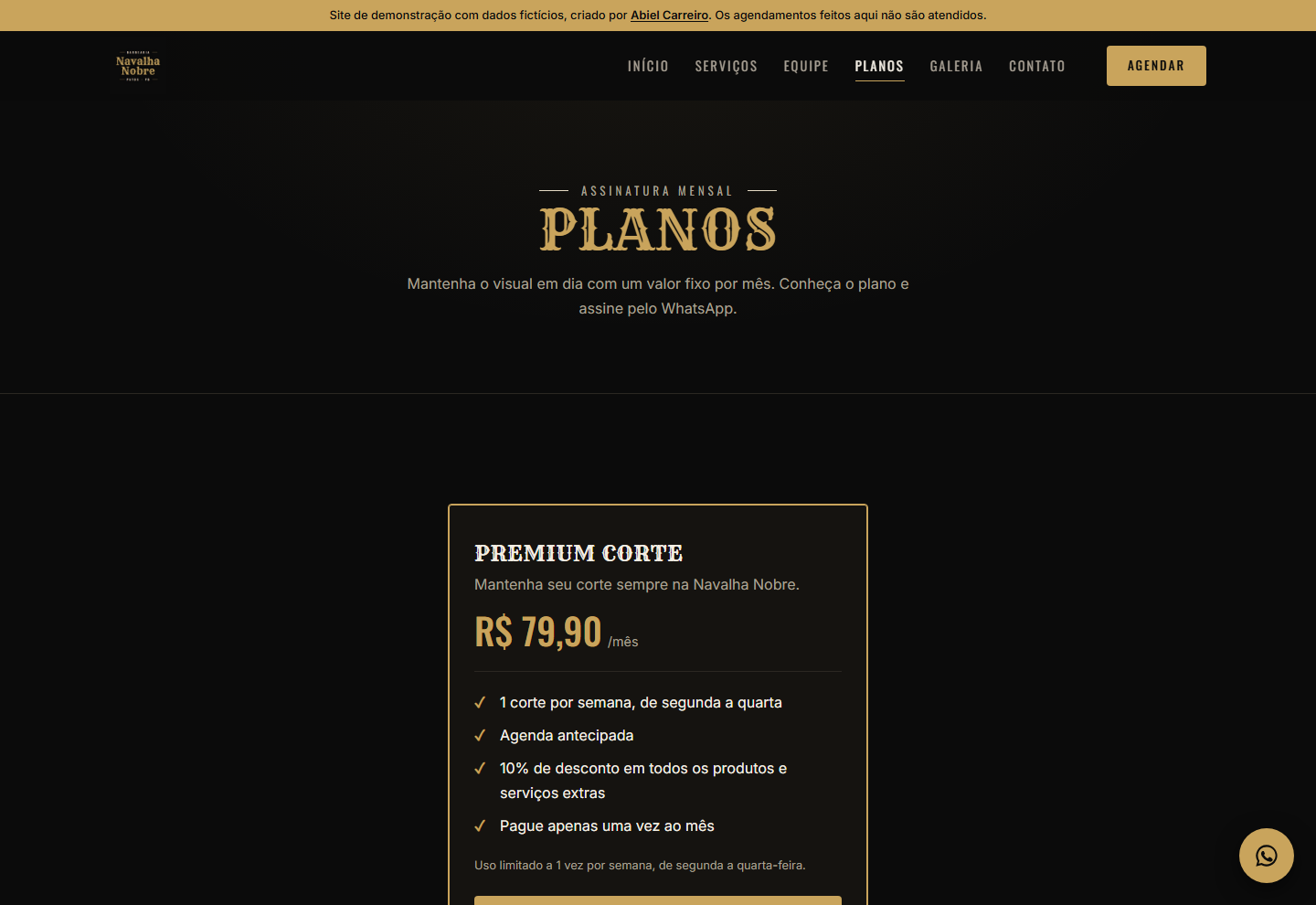 Plano de assinatura mensal