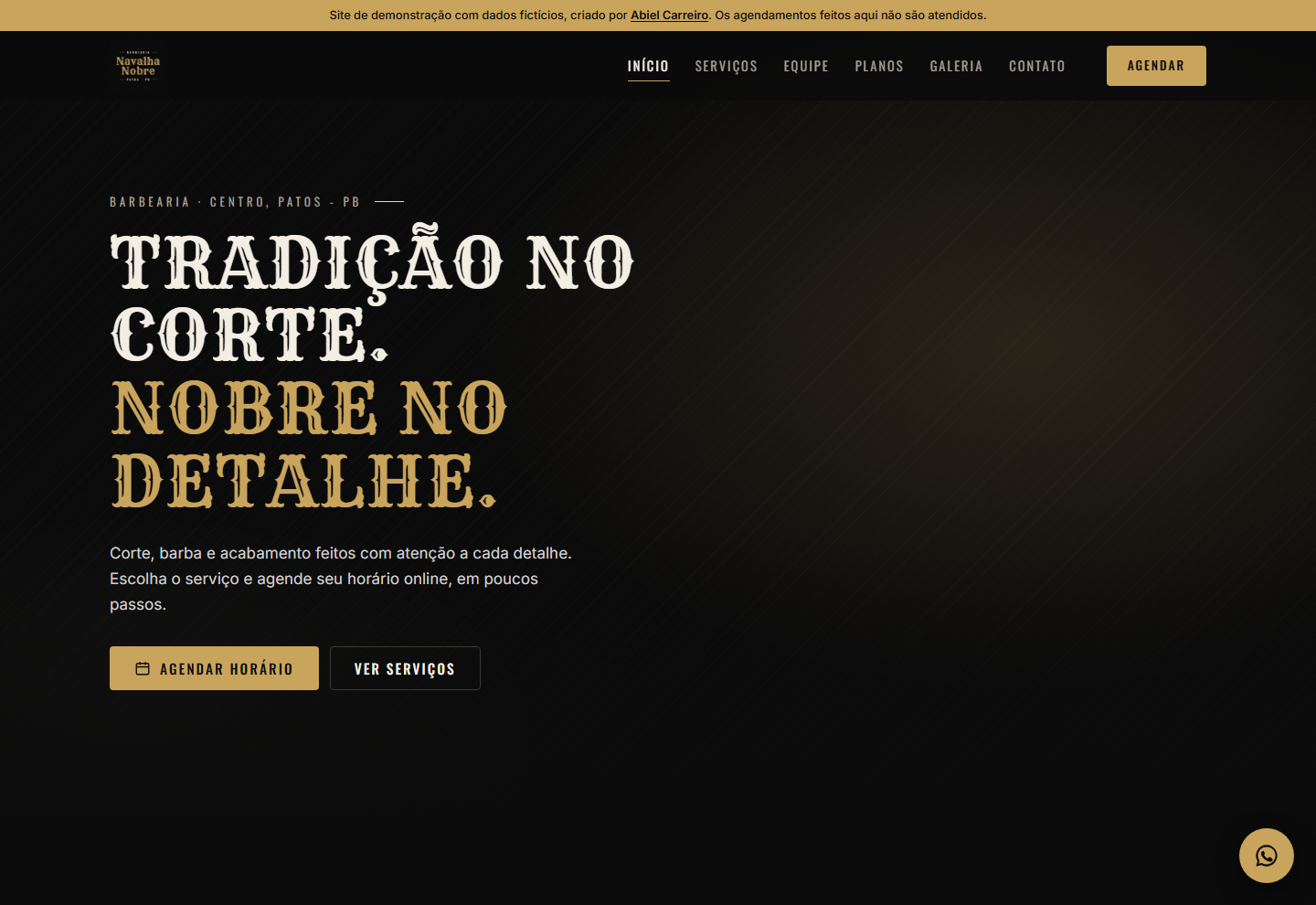 Página inicial da barbearia