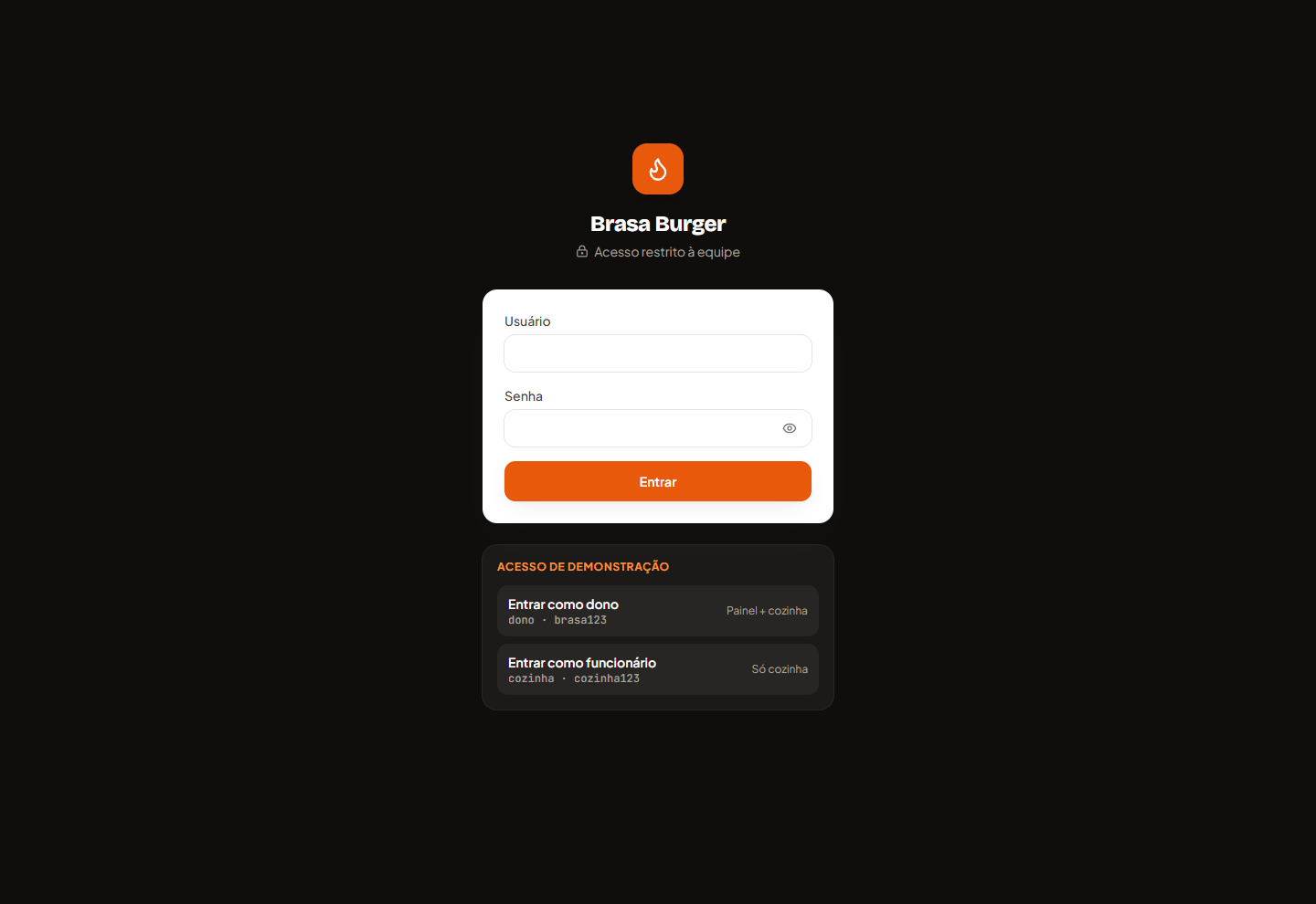 Login da equipe