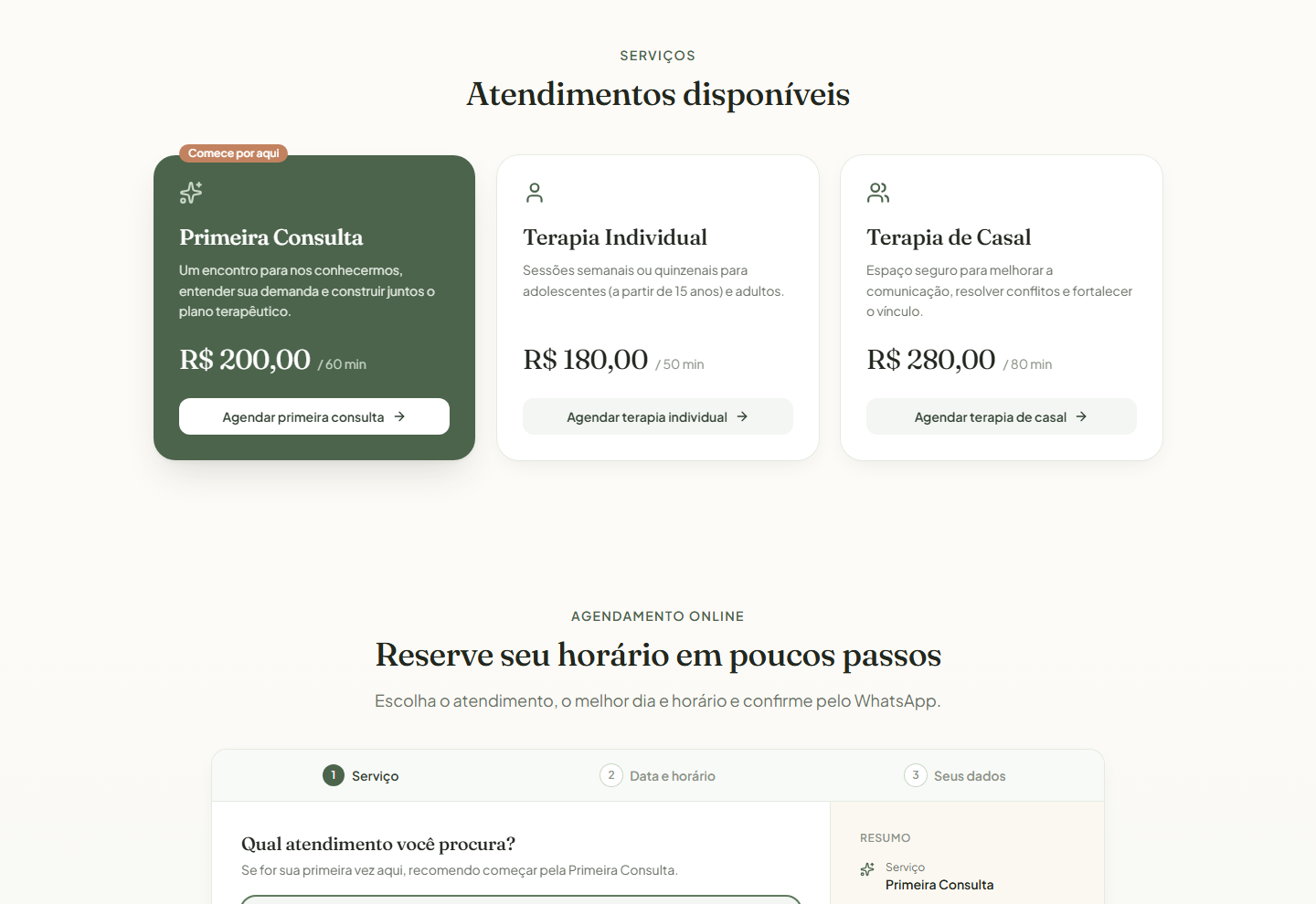 Serviços e valores
